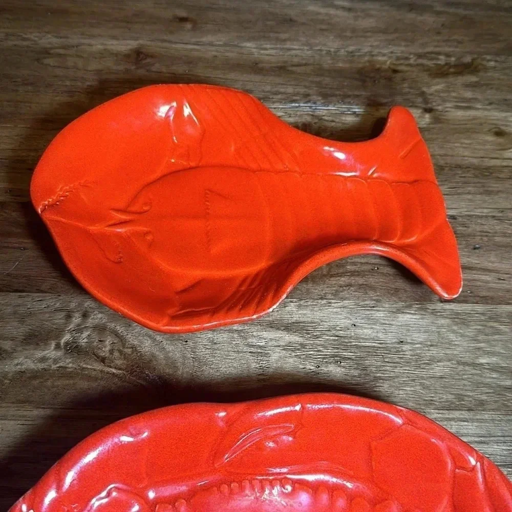 Williams Sonoma Home Dining Kitchen Lobster Dish Spoon Rest Bundle (2 pc)